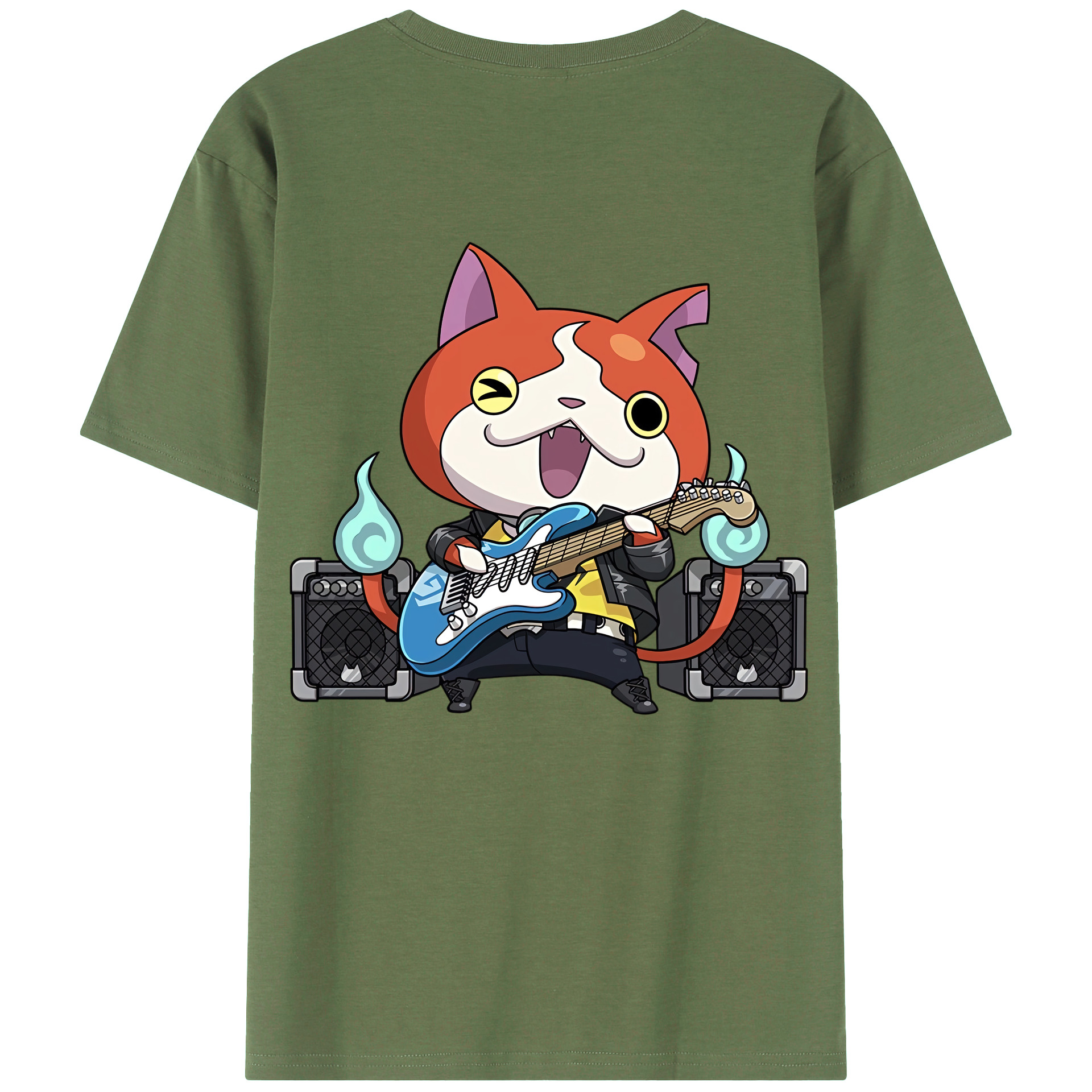 （画像用） 妖怪ウォッチ Yo-kai Watch 綿100％ メンズ半袖Tシャツ（バックプリント） 通気性